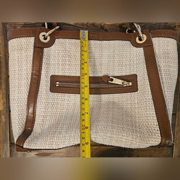 Ralph Lauren Woven Straw Beige Tote Bag Classic Preppy Hangbag - Picture 13 of 15